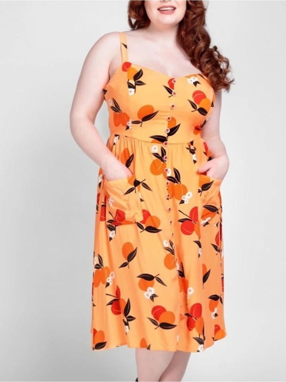 Collectif Kimberly Apricot Swing Dress (Size M)